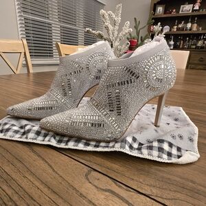 Thalia Sodi Silver Embellished Heeled Boots